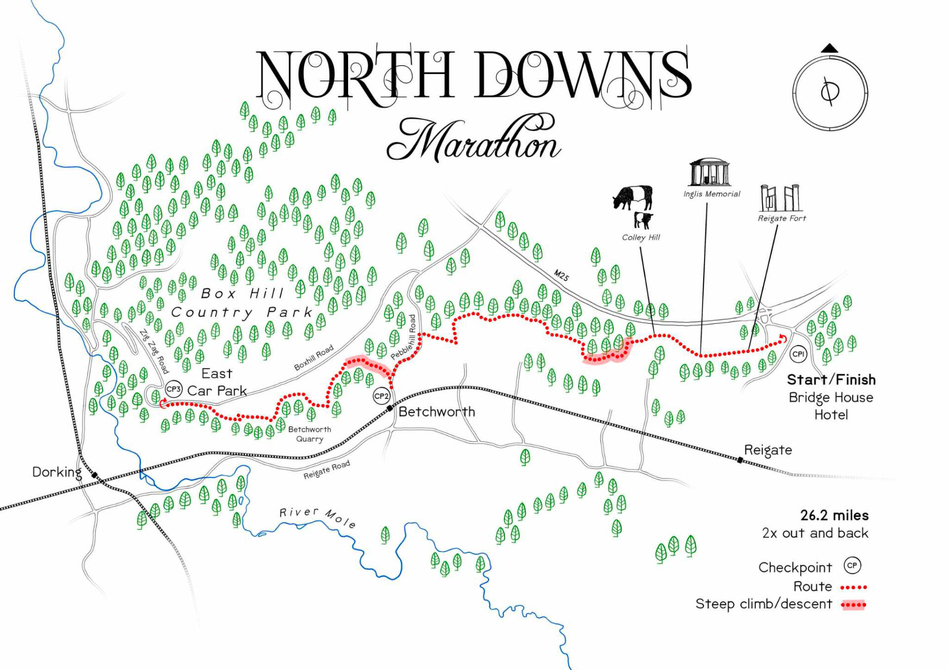 North Downs Marathon - digital illustration