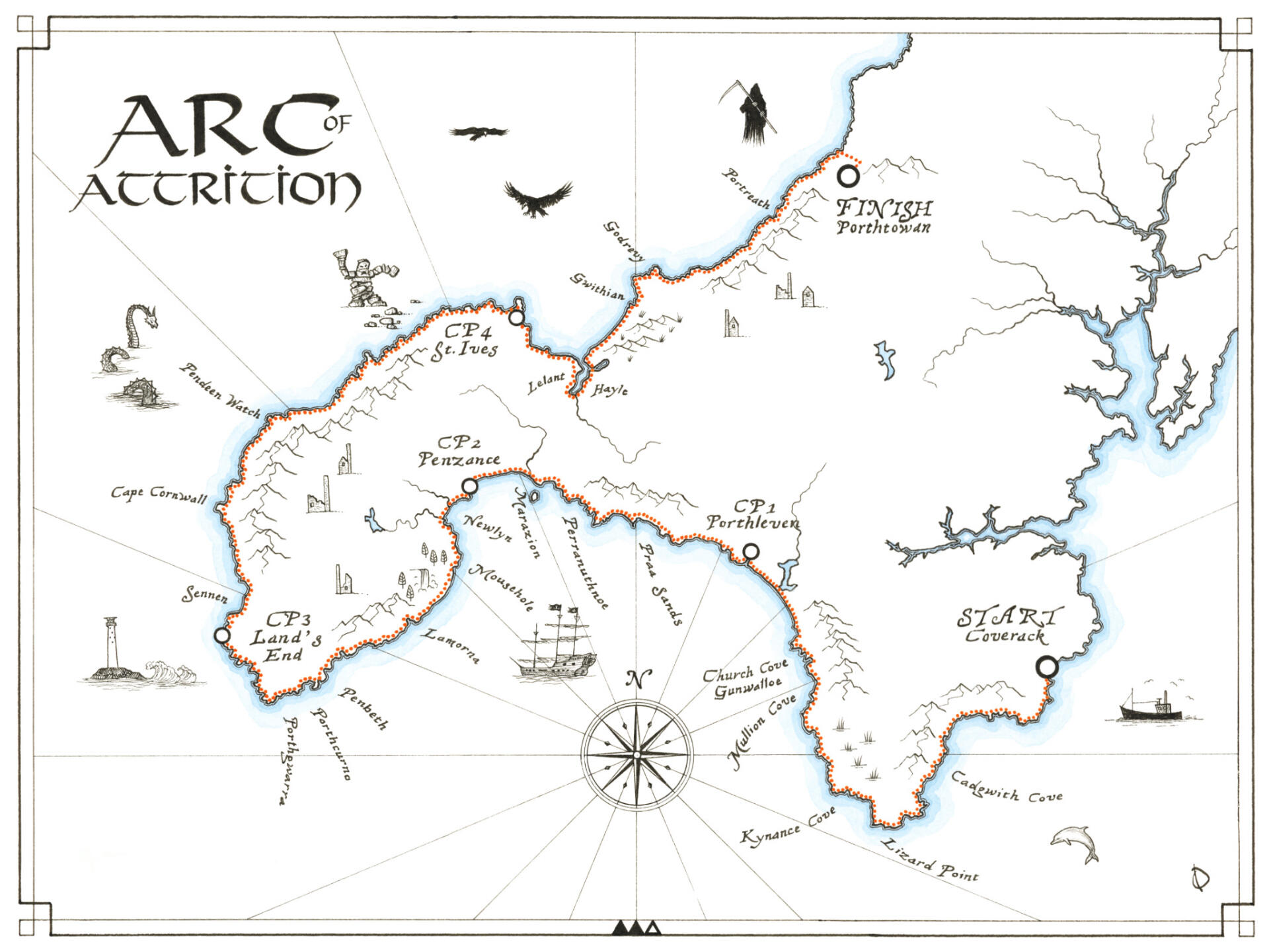 Arc of Attrition - ink on 30x40cm Hahnemühle Britannia paper