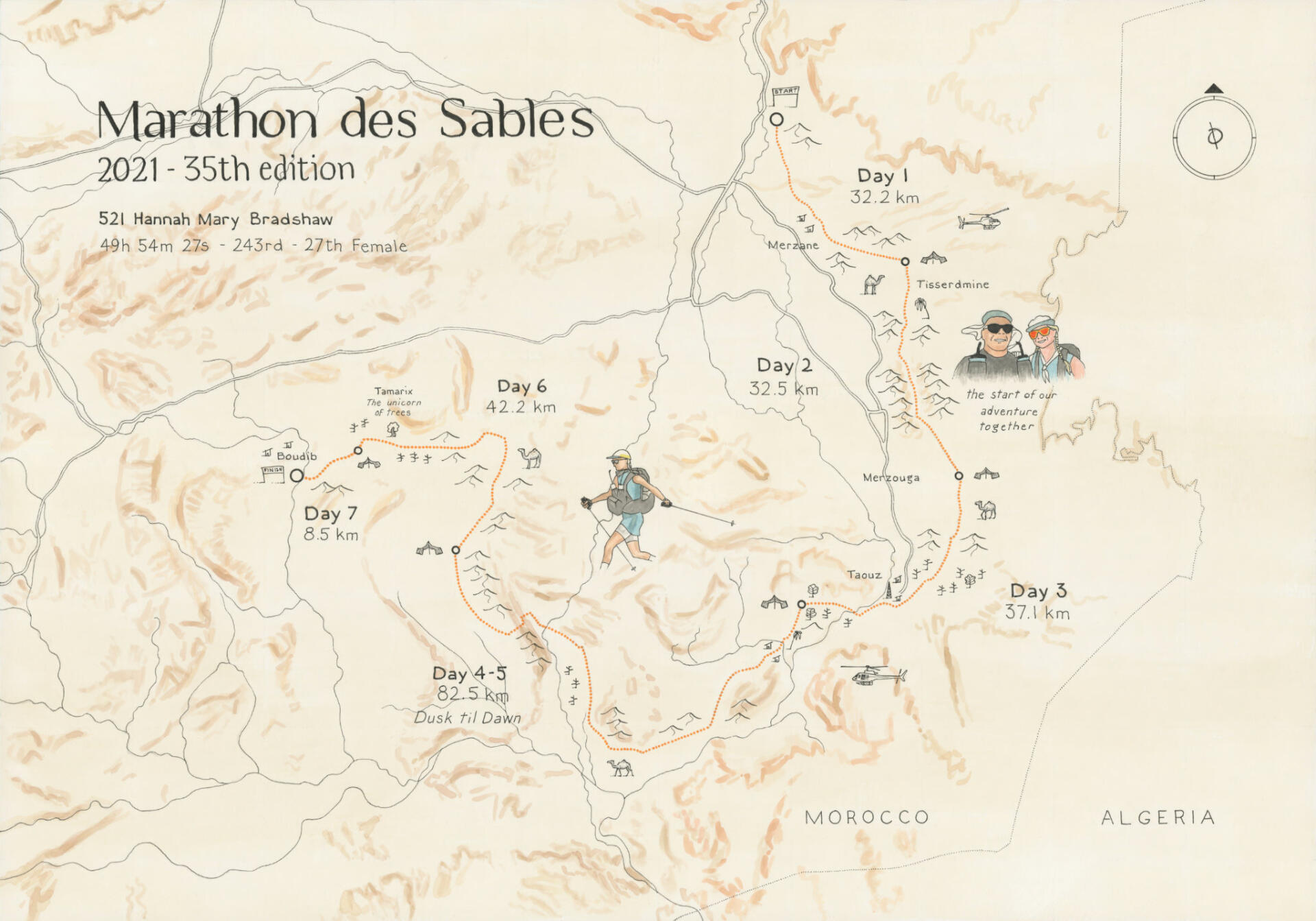 Marathon des Sables - ink on 35x50cm Hahnemühle Britannia paper